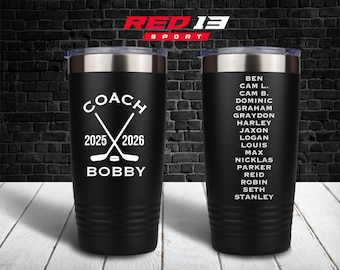 Personalized Hockey Coach Double Sided Tumbler, Engraved Hockey Coach Gift, Hockey Team Gift, Hockey Coach Gift Idea, Engraved Hockey Gift