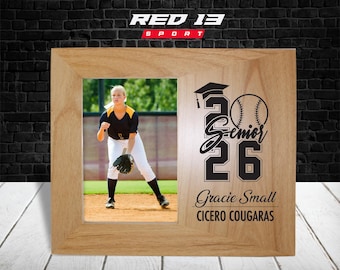 Personalized Laser Engraved Softball Graduation Photo Frame