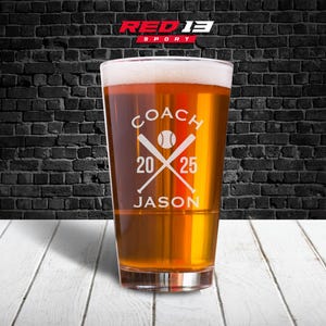 Personalized Baseball Coach Pint Glass, Coaches Gift, Baseball Coach Gift, Personalized Glass, Gift for Baseball Coach, Baseball Glass