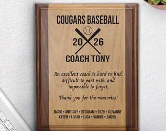 Personalized Baseball Coach Engraved Plaque, Baseball Coach Gift, Baseball Team Gift, Baseball Gift, Gift for Baseball Coach