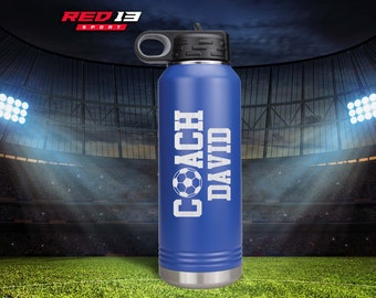 Personalized Soccer Coach 32 oz. Stainless Steel Water Bottle, Soccer Coach Waterbottle, Soccer Coach Gift, Gift for a Soccer Coach