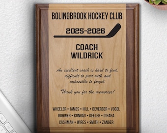 Personalized Hockey Coach Engraved Plaque, Hockey Coach Gift, Hockey Team Gift, Cross Country Gift, Hockey Plaque, Hockey Award
