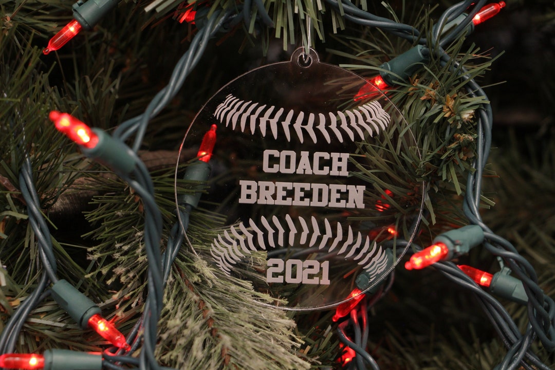 Engraved Acrylic Baseball Coach Ornament Personalized Etsy