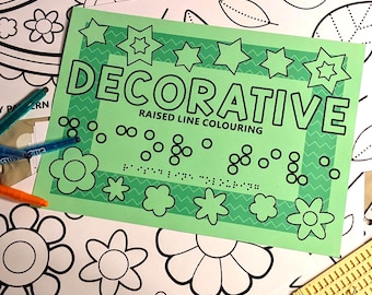 Decorative raised line colouring book - for blind and visually impaired adults