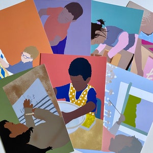 Tirages d’art Montessori | Ensemble de 7 conceptions | | de décoration de salle de classe 5x7 | | cadeaux de l’enseignant Illustrations originales du bloc couleur