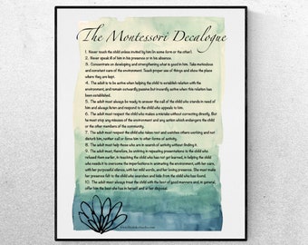 Montessori Poster | The Montessori Decalogue | Art Print | BEAUTIFUL Teacher Gift | Classroom Art | 11" x 14"