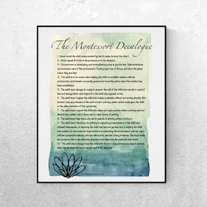 Montessori Poster | The Montessori Decalogue | Art Print | BEAUTIFUL Teacher Gift | Classroom Art | 11" x 14"