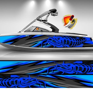 Pesce gatto blu grafico vinile barca avvolgere pesca pontone sportivo decalcomania acqua di mare ecc.. Decalcomania avvolgente per barca