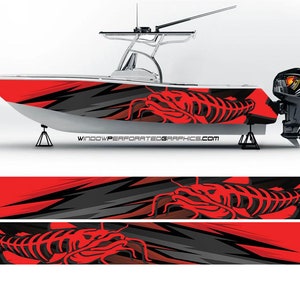 Red Catfish  Graphic Vinyl Boat Wrap Decal Bass Fishing Pontoon Sportsman Decal Watercraft Sea Water  etc.. Boat Wrap Decal