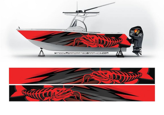 Red Catfish Graphic Vinyl Boat Wrap Decal Bass Fishing Pontoon