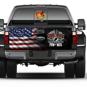 American Flag Eagle and POW MIA Tailgate Wrap Vinyl Graphic Decal Sticker Trucks Campers