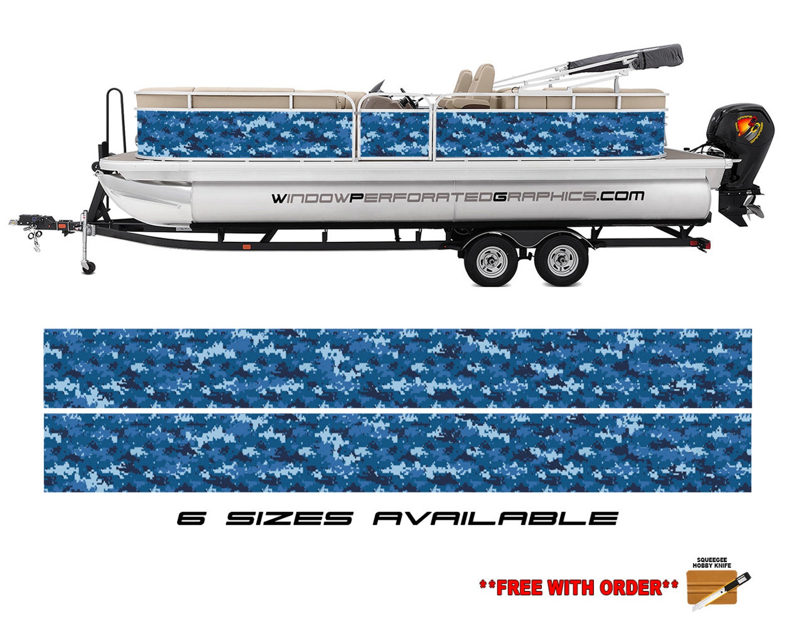 Camouflage Blue Graphic Boat Vinyl Wrap Fishing Pontoon Sea Etsy