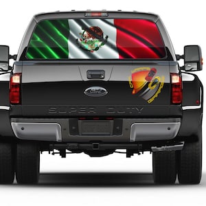 Mexican Flag Wavy Bandera De Mexico Rear Window Perforated Graphic ...