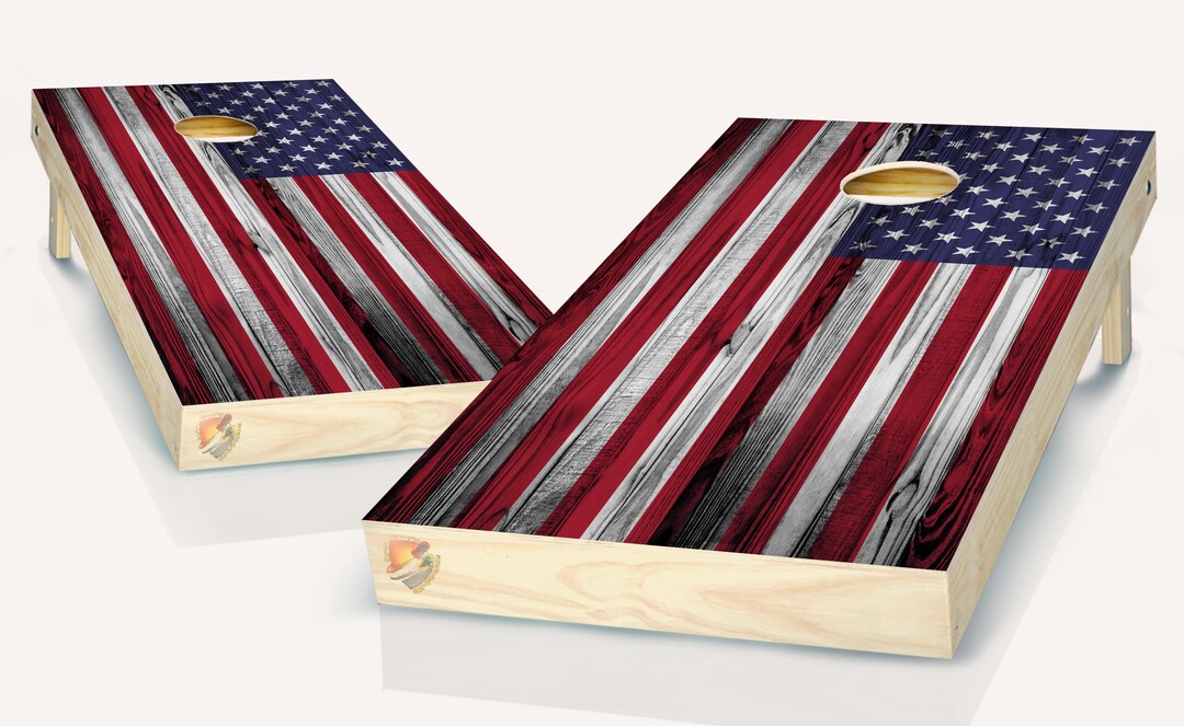 Cornhole American Flag Light Wood Cornhole Board Vinyl Wrap Laminated 