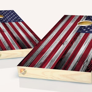 Cornhole American Flag Light Wood Cornhole Board Vinyl Wrap Laminated Sticker Set Decal