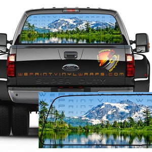 Mountains Lake Nature Rear Window Tint Perforated Graphic Decal Sticker Trucks Cars Campers RV