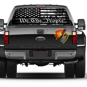 American Flag Camo We The People Patriotic Rear Window Perforated Graphic Decal Trucks Campers Cars