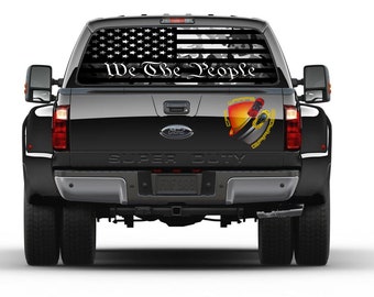 American Flag Camo We The People Patriotic Rear Window Perforated Graphic Decal Trucks Campers Cars