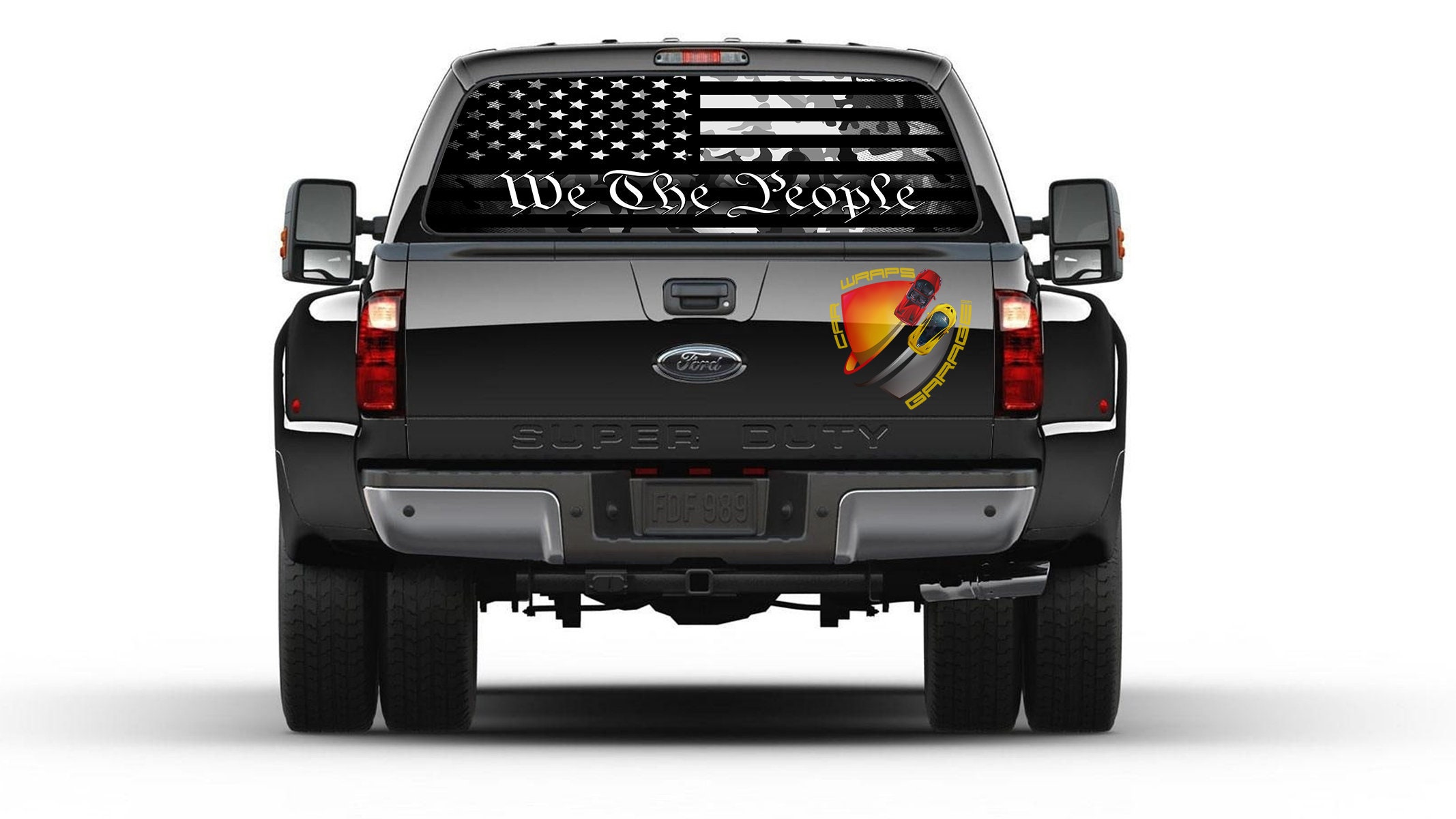 American Flag Camo We The People Patriotic Rear Window Perforated Graphic Decal Trucks Campers Cars