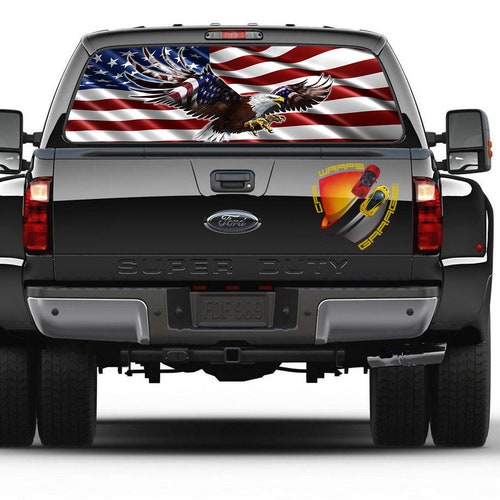 American Flag Ripped Metal 2 Riveted Metal Tailgate Wrap Vinyl Graphic