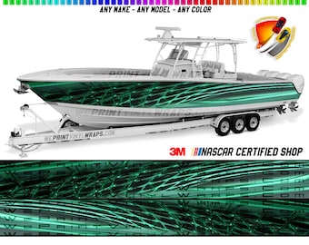 Smaragdgroene grafische vinyl boot wrap sticker visserij ponton sportman console bowriders dek boot waterscooters enz.. boot wrap sticker