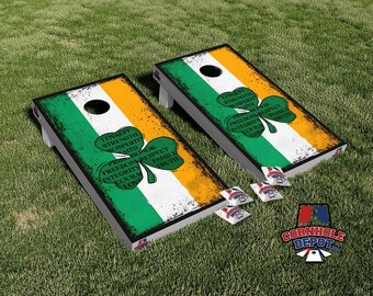 Irish Flag Shamrock Cornhole Board Vinyl Wrap Skins Laminated Sticker Set Decal