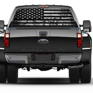 Amerikanische Flagge Camouflage Schwarz und Weiß Heckscheibe Perforierter Grafik-Abziehbild-Aufkleber Autos Camper LKW