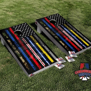 American Flag First Responders  Cornhole Board Vinyl Wrap Skins Laminated Sticker Set Decal
