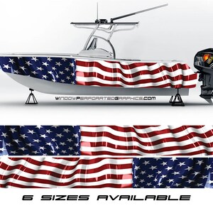 American Flag Patriotic Graphic Boat Vinyl Wrap Decal Fishing Pontoon Sea Doo Chaparral Water Sports  etc.. Boat Wrap Decal