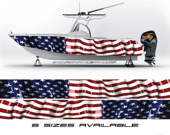 American Flag Patriotic Graphic Boat Vinyl Wrap Decal Fishing Pontoon Sea Doo Chaparral Water Sports  etc.. Boat Wrap Decal