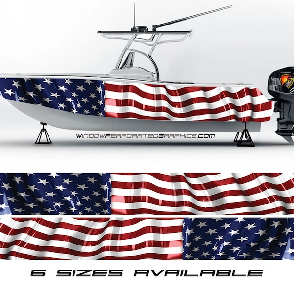 American Flag Patriotic Graphic Boat Vinyl Wrap Decal Fishing Pontoon Sea Doo Chaparral Water Sports  etc.. Boat Wrap Decal