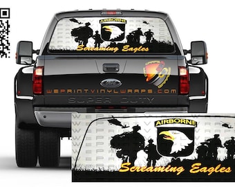 Soldiers Screaming Eagles Rear Window Graphic Perforated Decal Vinyl Pickup Cars Campers RV