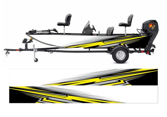 Yellow and Black Lightning Modern Lines Graphic Boat Vinyl Wrap Decal Fishing  Pontoon Sportsman Bowriders Sea Doo Etc.. Boat Wrap Decal -  Canada
