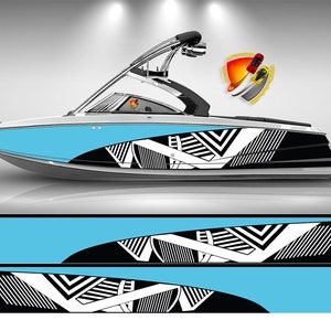 Lime Yellow Green Black Lines Graphic Vinyl Boat Wrap Decal