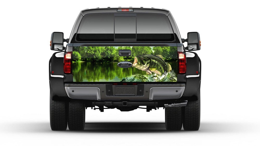 Bass Seabass Fishing Fish Tailgate Wrap Vinyl Graphic Decal Sticker ...