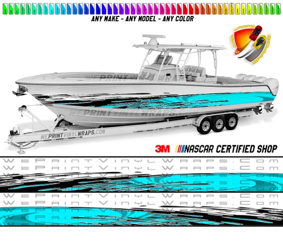 Aqua and Black Splatter Graphic Vinyl Boat Wrap Decal Fishing Pontoon  Sportsman Console Bowriders Deck Boat Watercraft Etc.. Boat Wrap Decal -   Canada