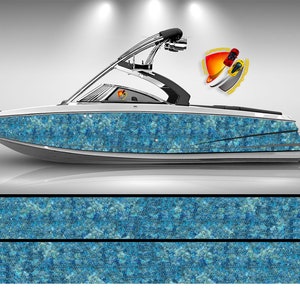Light Blue Fish Scales  Graphic Vinyl Boat Wrap Decal Fishing Bass Pontoon Sportsman Console Bowriders Deck Watercraft etc.. Boat Wrap Decal