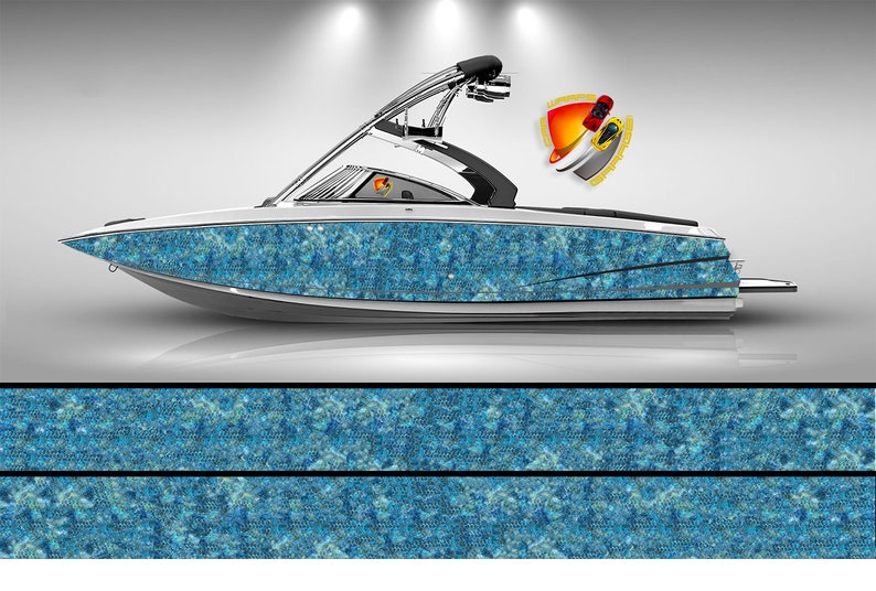 Light Blue Fish Scales Graphic Vinyl Boat Wrap Decal Fishing Etsy