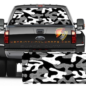 Camo Traditionelle Schwarz und Weiß Heckscheibe perforierte Grafik Aufkleber LKW Autos Camper