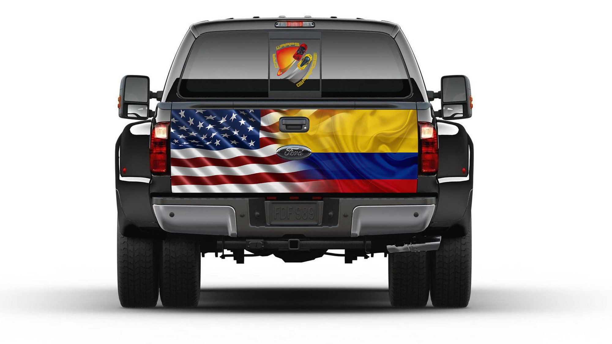 American and Colombian Flag Tailgate Truck Bed Decal