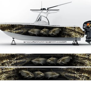Catfish Camouflage Graphic Vinyl Boat Wrap Bass Fishing Pontoon Sportsman Decal Watercraft Water Sports etc.. Boat Wrap Decal