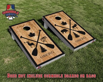 Custom Paddles Maple Leaf Personalized Cornhole Board Vinyl Wrap Skins Laminated Sticker Set Decal Anniversary Wedding Gifts