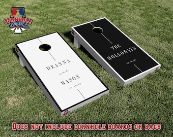 Custom Personalized Name White and Black Cornhole Board Vinyl Wraps Laminated Sticker Decal Set Weddings Anniversary Gifts
