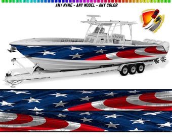 Amerikaanse vlag patriottische grafische vinyl sticker boot wrap sticker vissersponton sportman console Bowriders dek boot waterscooters enz..... boot wraps
