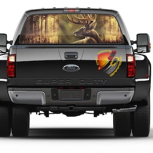 Deer Hunting Rear Window Graphic Perforated Decal Vinyl Pickup Trucks Cars Campers
