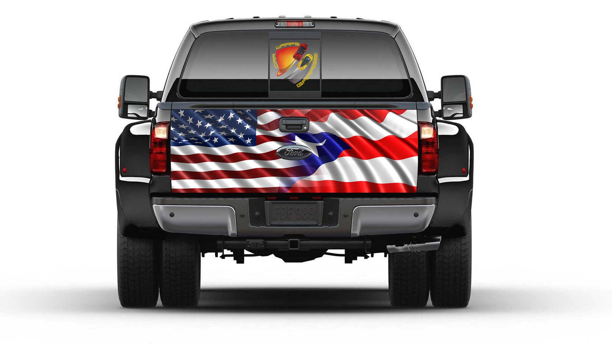 American & Puerto Rico Flag Tailgate Truck Bed Decal