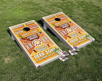 Jogo de beber com cerveja, colorido, para jogo de arremesso de sacos de milho (Cornhole), conjunto de adesivos laminados.