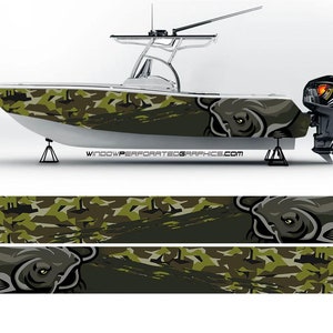 Camouflage Sea Blue Graphic Boat Vinyl Wrap Decal Fishing Pontoon