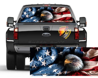 American Flag Wavy Eagle Patriotic  Rear Window Perforated Graphic Decal Sticker Trucks Cars Campers