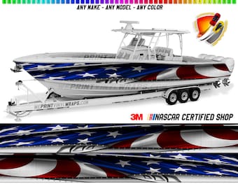 Amerikaanse vlag metaal grafisch vinyl boot wrap sticker visponton sportman console bowriders dek boot waterscooters enz.. boot wrap sticker